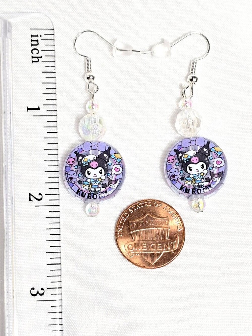 Purple Kuromi-Inspired Resin Drop Earrings - Picture 3 of 3